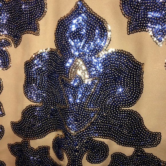 tracy reese Neiman Marcus NEW blue gold sequin flower top XS - Picture 3 of 4